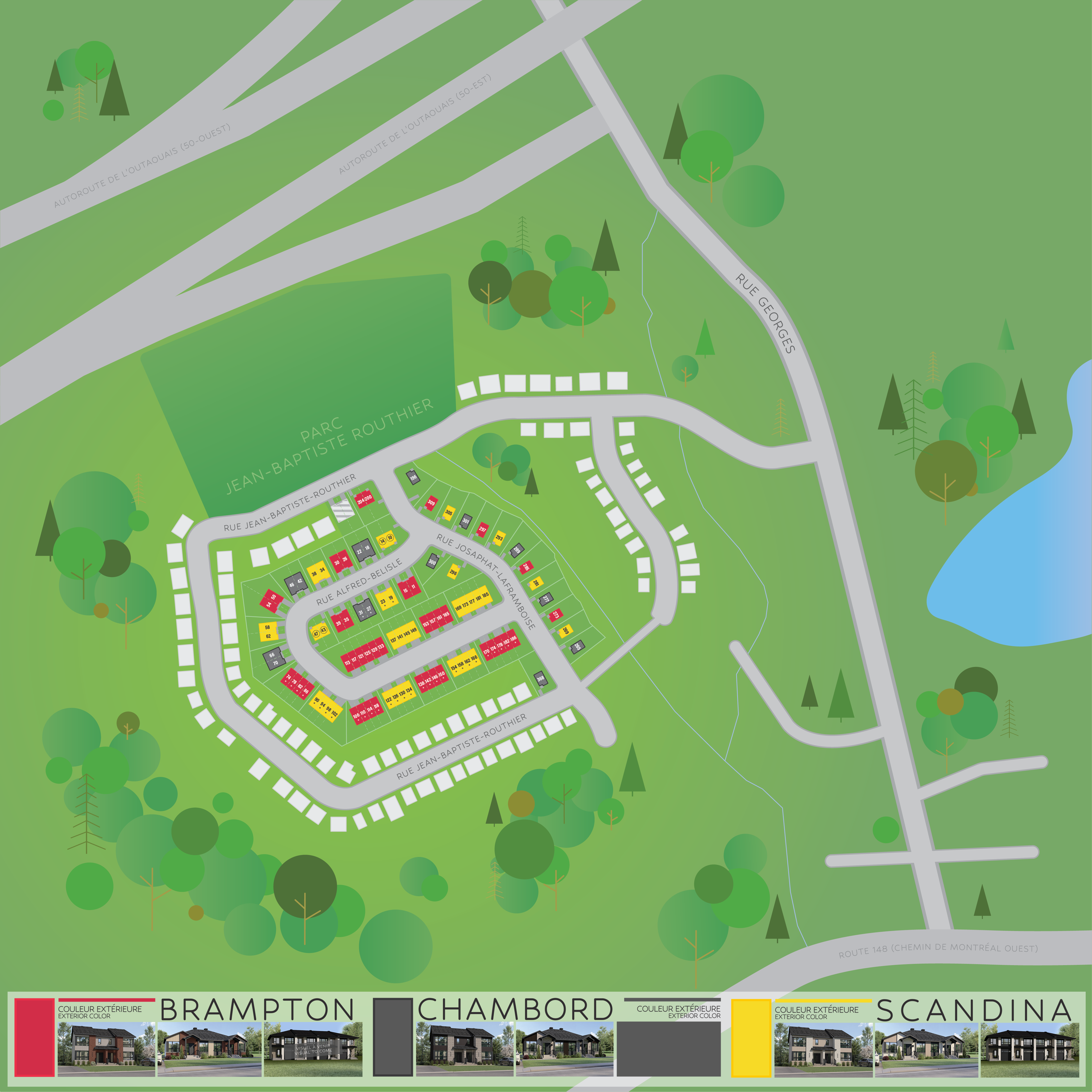 carte coteau avec couleurs extérieurs