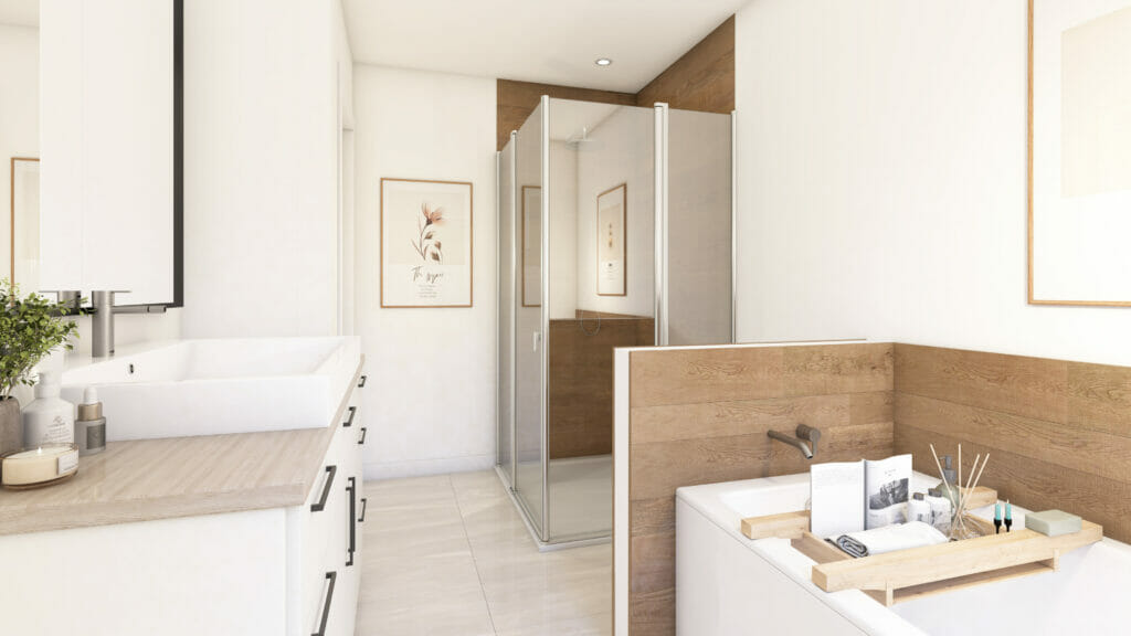 Salle de bain contemporaine du modèle City, au Coteau St-Georges