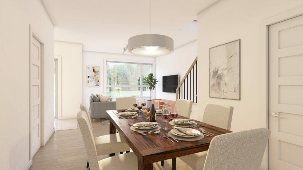 Salon et salle à manger du modèle City, au projet Coteau St-Georges